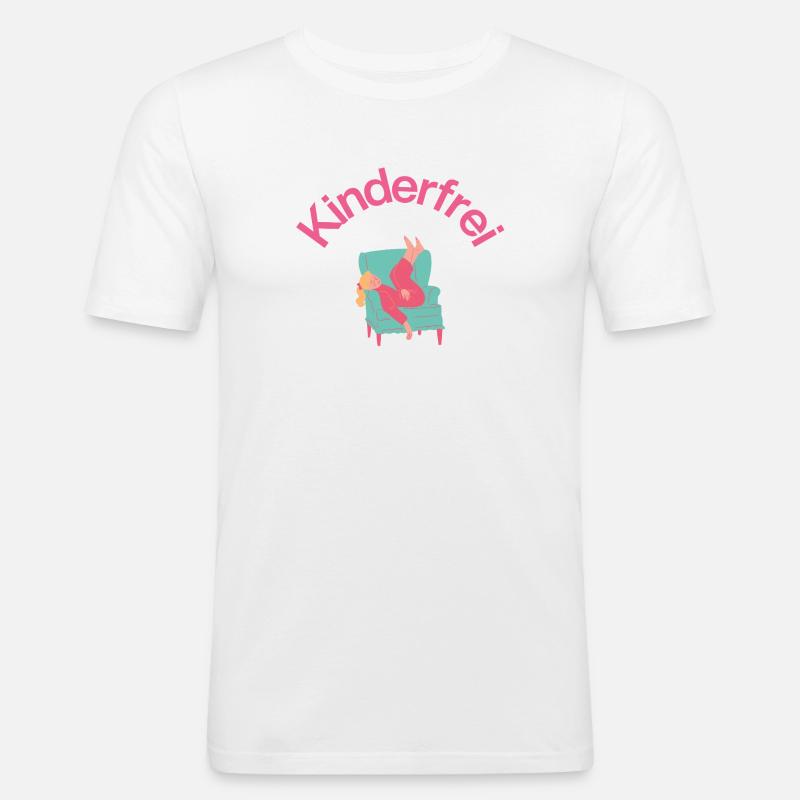 Kinderfrei – Sofa, Schlaf & Stille, Mutter schläft - Männer Slim Fit T-Shirt - Weiß