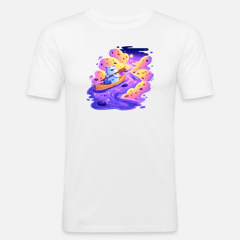 Panda Bootsfahrt im Lila Strudel - Männer Slim Fit T-Shirt - Weiß