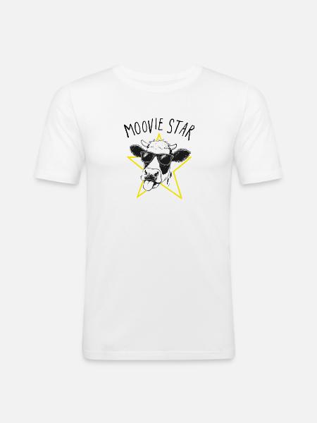 Moovie Star Pun Cow Illustration - Men's Slim Fit T-Shirt - white
