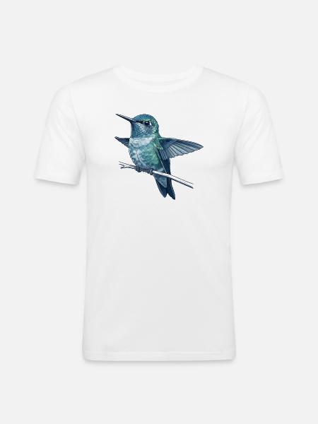 Kolibri im Aquarellschimmer - Männer Slim Fit T-Shirt - Weiß
