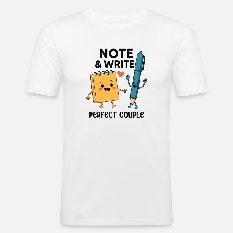 Note & Write Perfect Couple Fun Design - Men's Slim Fit T-Shirt - white