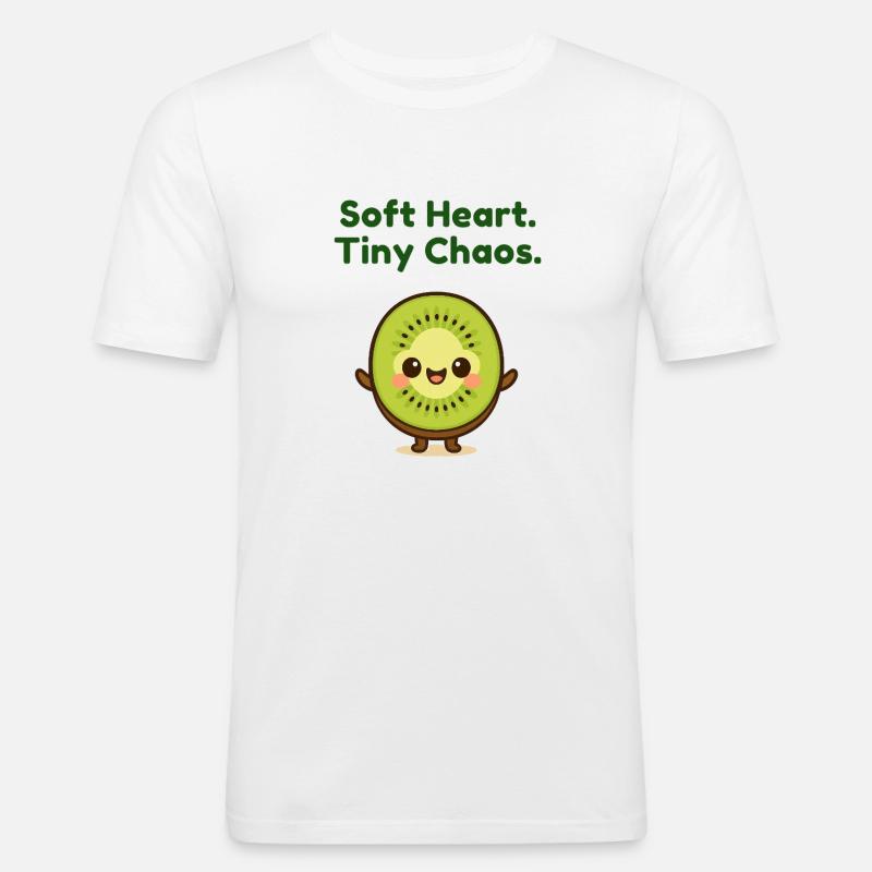 Softe Herz Tiny Chaos Kiwi - Männer Slim Fit T-Shirt - Weiß