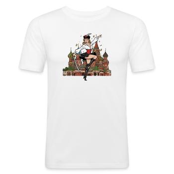 Russia Moscow pinup - Men's Slim Fit T-Shirt - white - Front - Nik (191cm)