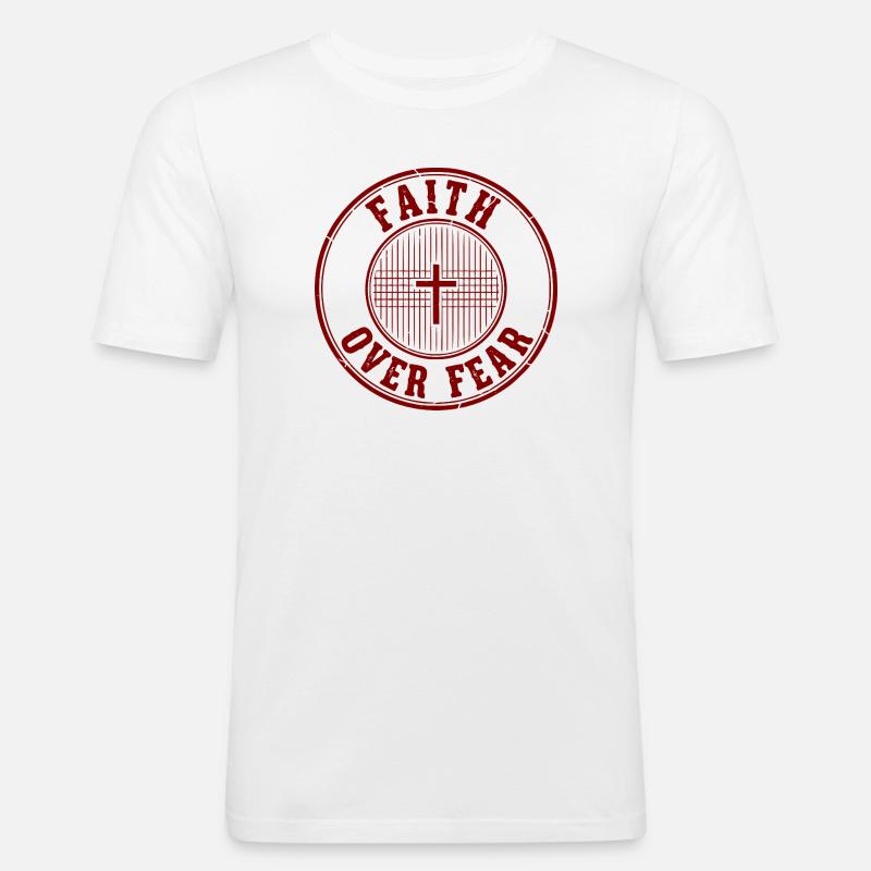 Glaube über Angst Emblem - Männer Slim Fit T-Shirt - Weiß