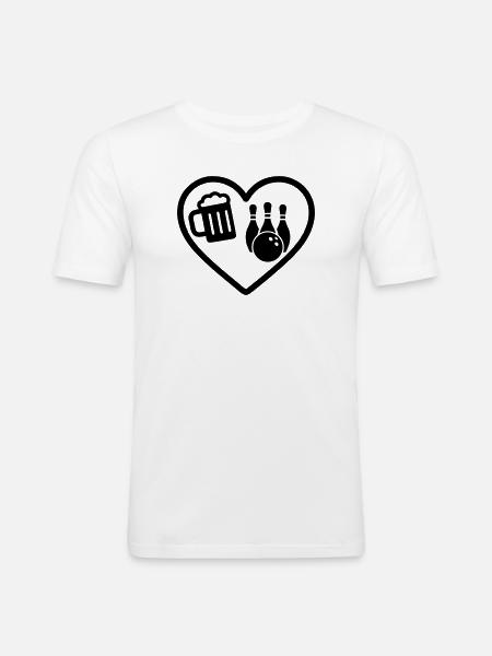 Heart Beer Bowling Humor - Men's Slim Fit T-Shirt - white