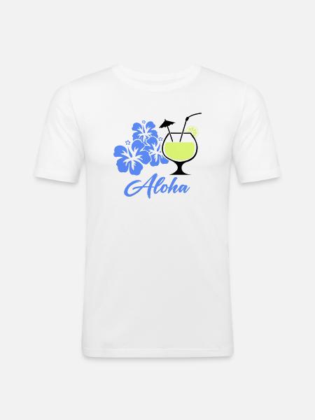 Aloha Hibiscus Tropical Drink - Men's Slim Fit T-Shirt - white