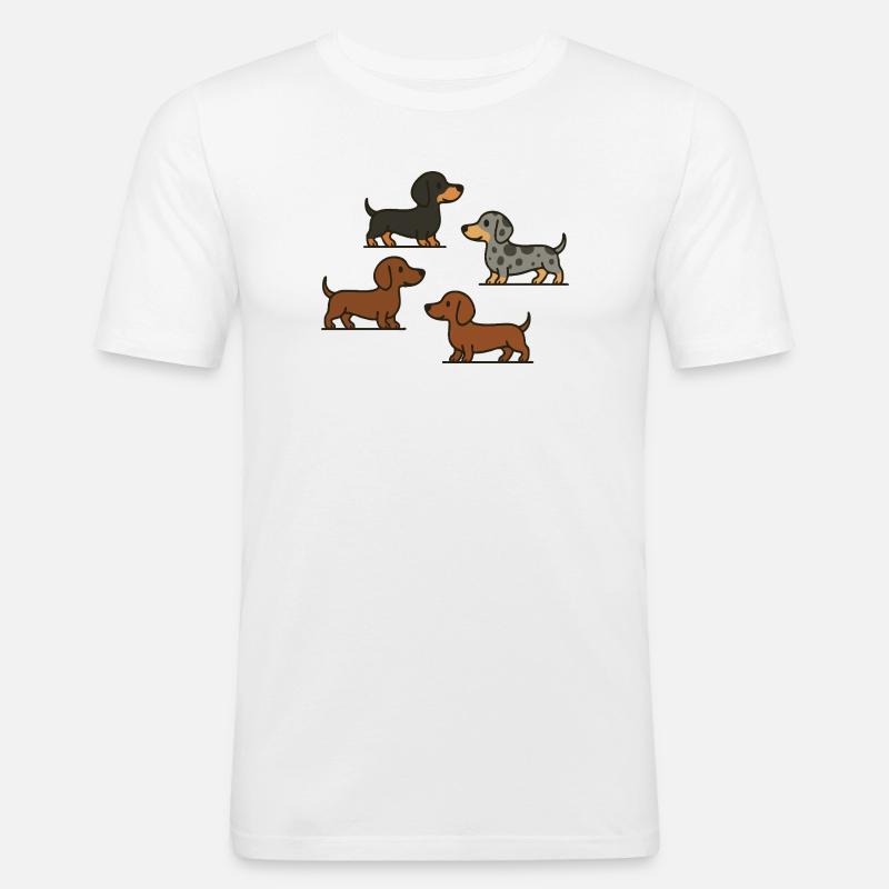 Dachshund Quartett: Spotted & Solid - Männer Slim Fit T-Shirt - Weiß