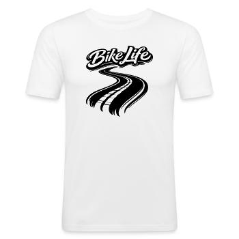 Bike Life Biker Design - Männer Slim Fit T-Shirt - Weiß - Vorne - Nik (191cm)