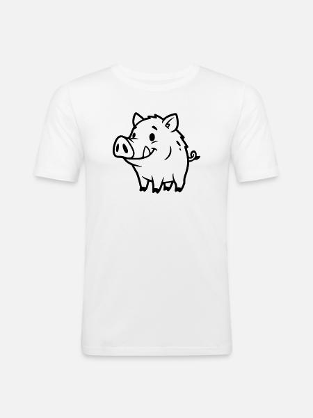 Wildschwein Comic Outline Ausmalen - Männer Slim Fit T-Shirt - Weiß