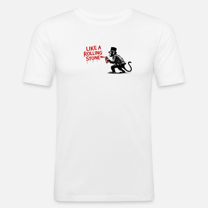 Wie ein Rolling Stone Monkey - Männer Slim Fit T-Shirt - Weiß
