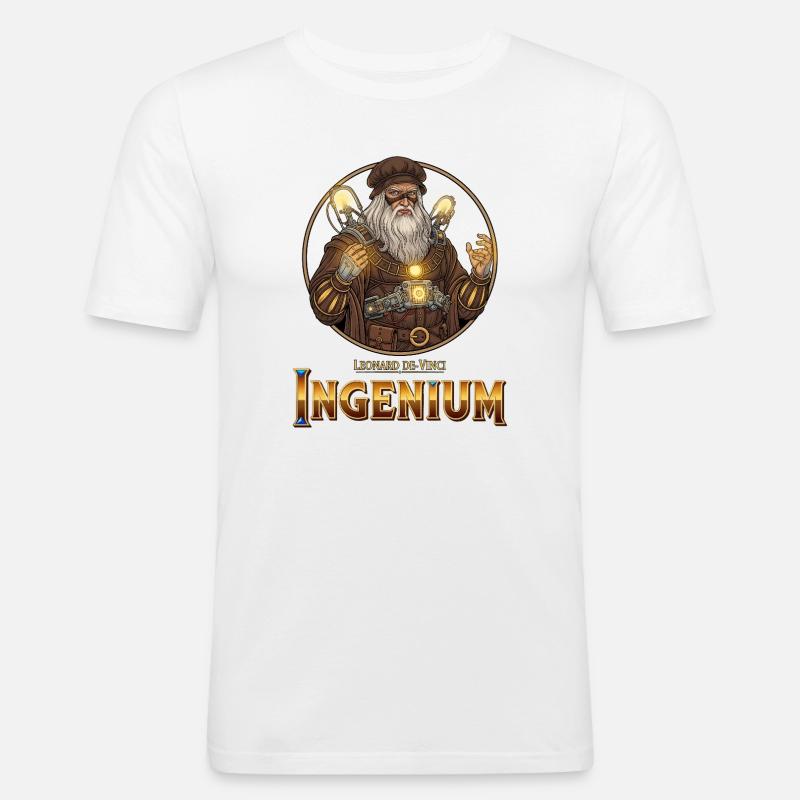 Ingenium Leonardo: Steampunk-Zauberer - Männer Slim Fit T-Shirt - Weiß