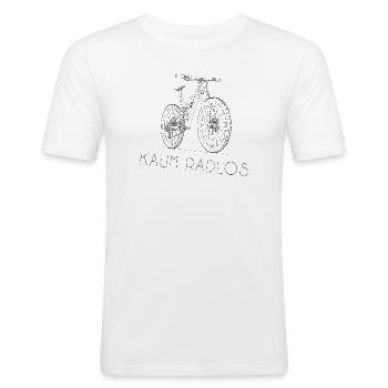 Mountainbike Kaum Radlos Minimal Line Art - Männer Slim Fit T-Shirt - Weiß - Vorne - Nik (191cm)
