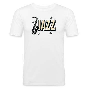Jazz – Saxophon – Musik - Männer Slim Fit T-Shirt - Weiß - Vorne - Nik (191cm)