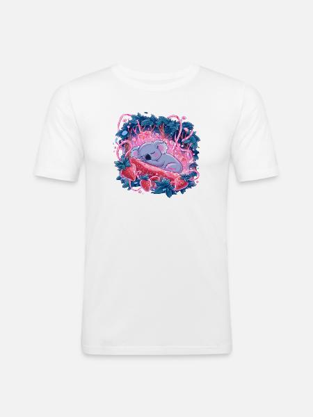 Sleeping koala in strawberry glow - Men's Slim Fit T-Shirt - white