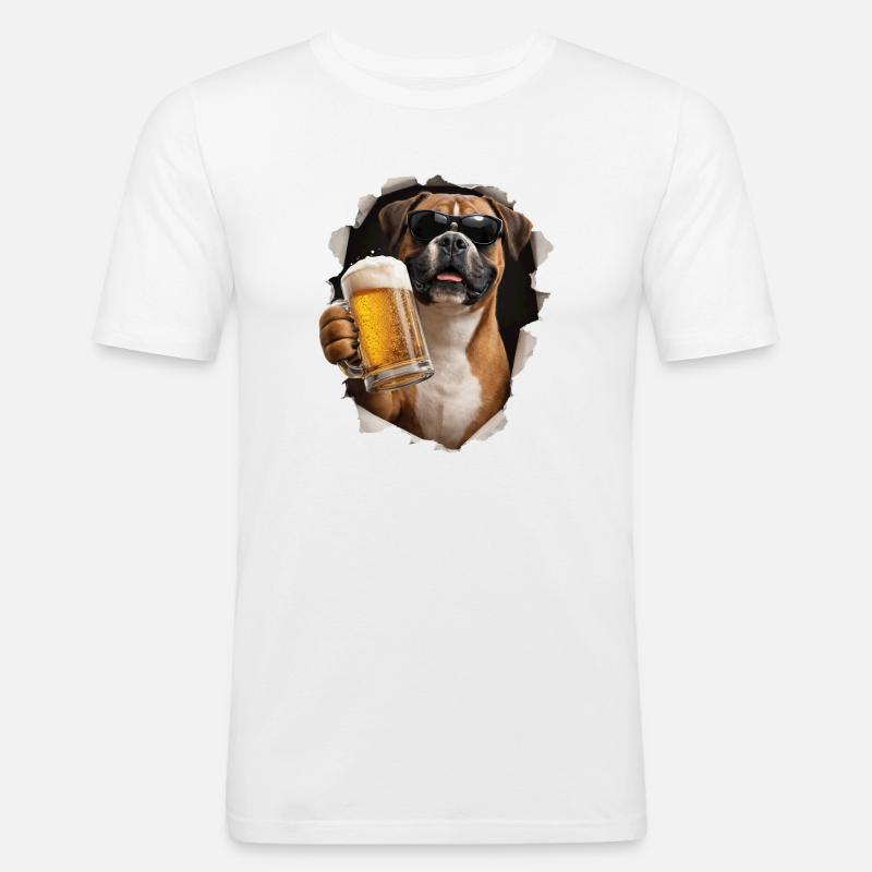 Boxer Bier - Männer Slim Fit T-Shirt - Weiß