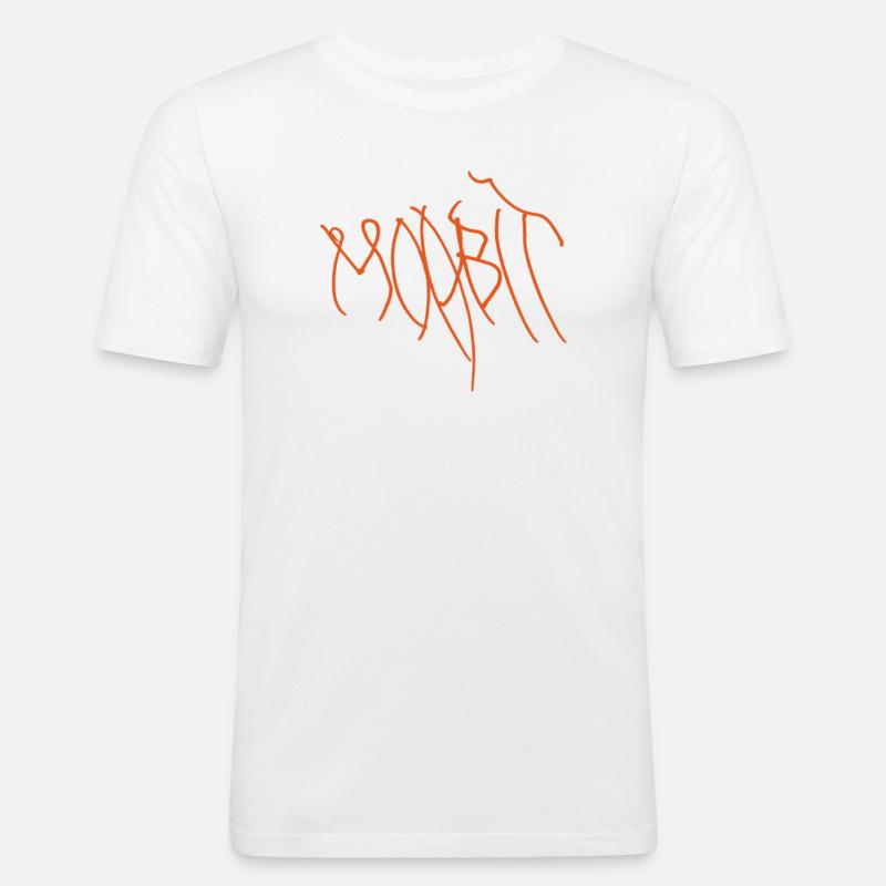 Orangene Graffiti Linien Moabit Berlin - Männer Slim Fit T-Shirt - Weiß