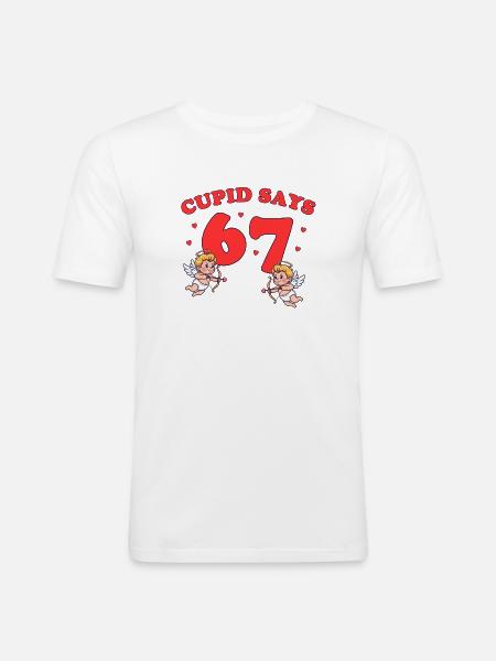 Cupid Says 67 – loving Cupid design - Men's Slim Fit T-Shirt - white