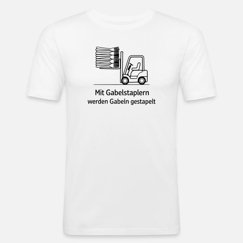 forklift pun fork stacking - Men's Slim Fit T-Shirt - white