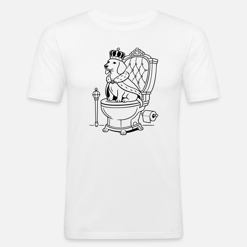 dackel thron toilette line art - Männer Slim Fit T-Shirt - Weiß