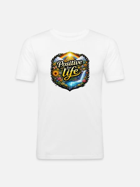 Positive for life - Men's Slim Fit T-Shirt - white