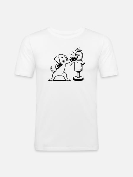 sparring dackel boxen line art  - Männer Slim Fit T-Shirt - Weiß
