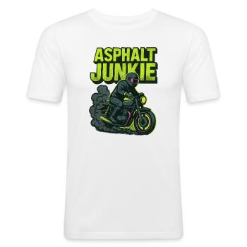 asphalt junkie - moto - T-shirt près du corps Homme - blanc - Devant - Nik (191cm)