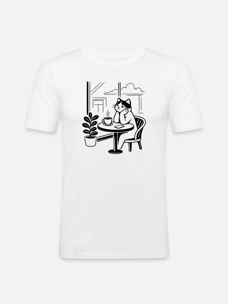 Thoughtful Cat Cafe - Men's Slim Fit T-Shirt - white