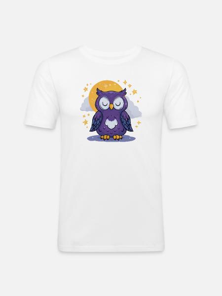 Moonlit Night Owl - Men's Slim Fit T-Shirt - white