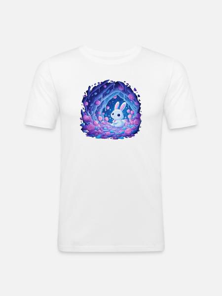 Mondschein Kaninchen im Rosenwald - Männer Slim Fit T-Shirt - Weiß