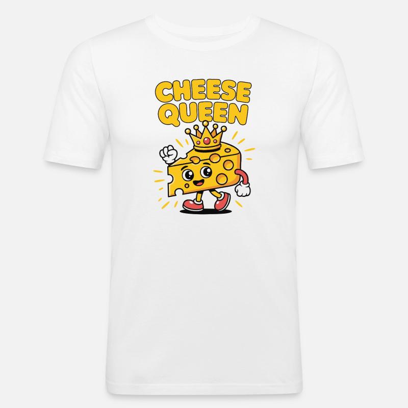 Cheese Queen – Käse mit Krone - Männer Slim Fit T-Shirt - Weiß