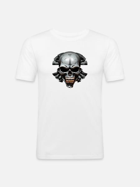 ISchädel im Felsenkreis - Männer Slim Fit T-Shirt - Weiß