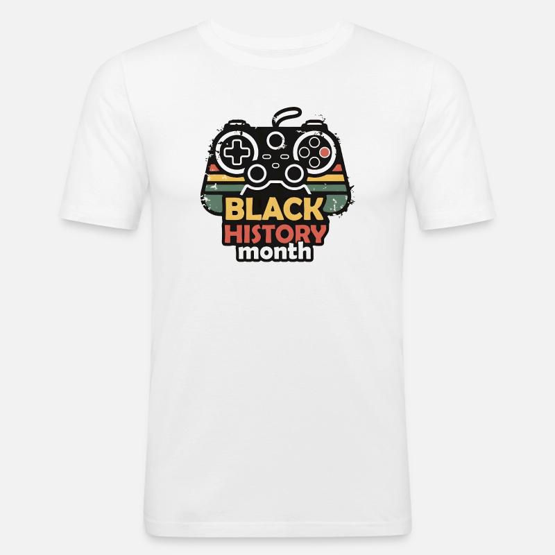 Black History Month Gaming-Controller Retro - Männer Slim Fit T-Shirt - Weiß
