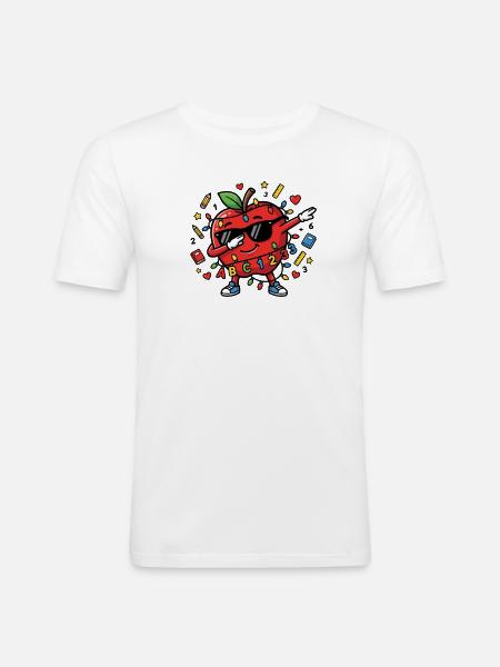 Dabbing Apple 100 Days Of School Dabbing Apple - Men's Slim Fit T-Shirt - white