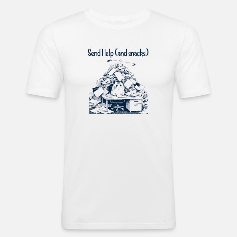 Hamster - Send Help and Snacks - Männer Slim Fit T-Shirt - Weiß