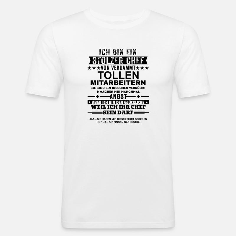 Stolzer Chef von tollen Mitarbeitern Geschenk - Männer Slim Fit T-Shirt - Weiß