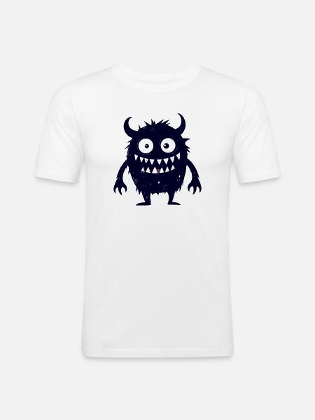 dunkles kleines süßes Monsterchen lustig - Männer Slim Fit T-Shirt - Weiß