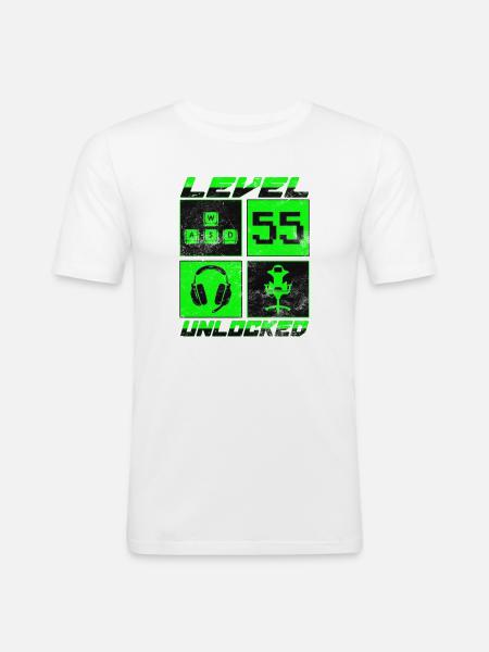 Birthday Gift Level Unlocked 55 Years - Men's Slim Fit T-Shirt - white