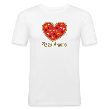 Pizza_Amore - Men's Slim Fit T-Shirt - white - Front - Nik (191cm)