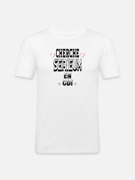Cherche Sérieux en CDI - T-shirt près du corps Homme - blanc