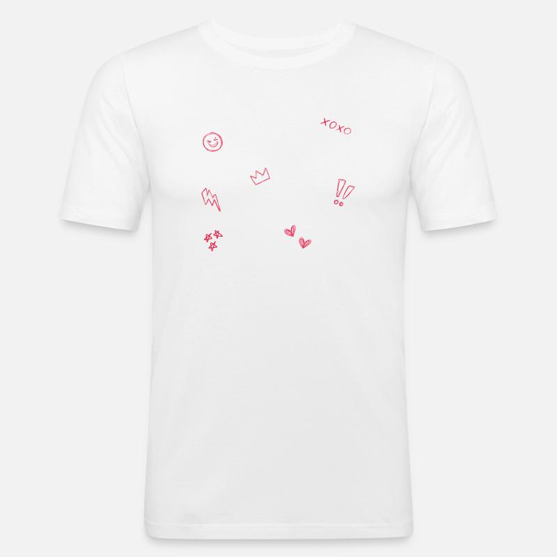 Herzkrone Doodle Pop Art - Männer Slim Fit T-Shirt - Weiß