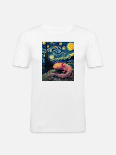 Axolotl Van Gogh Starry Night - Men's Slim Fit T-Shirt - white