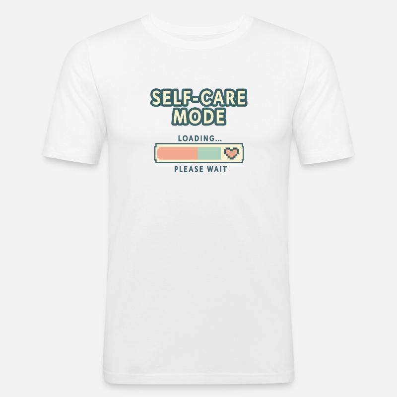 Self-Care Mode Loading - Retro Pixel Edition - Männer Slim Fit T-Shirt - Weiß