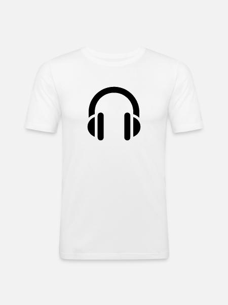 Musik und Rhythmus, Kopfhörer, Logo-Ohrhörer - Männer Slim Fit T-Shirt - Weiß