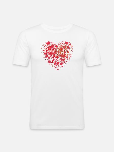 Heart Mosaic of Tiny Love Hearts - Men's Slim Fit T-Shirt - white