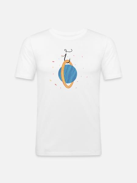 Planet am Haken (3/3) - Männer Slim Fit T-Shirt - Weiß