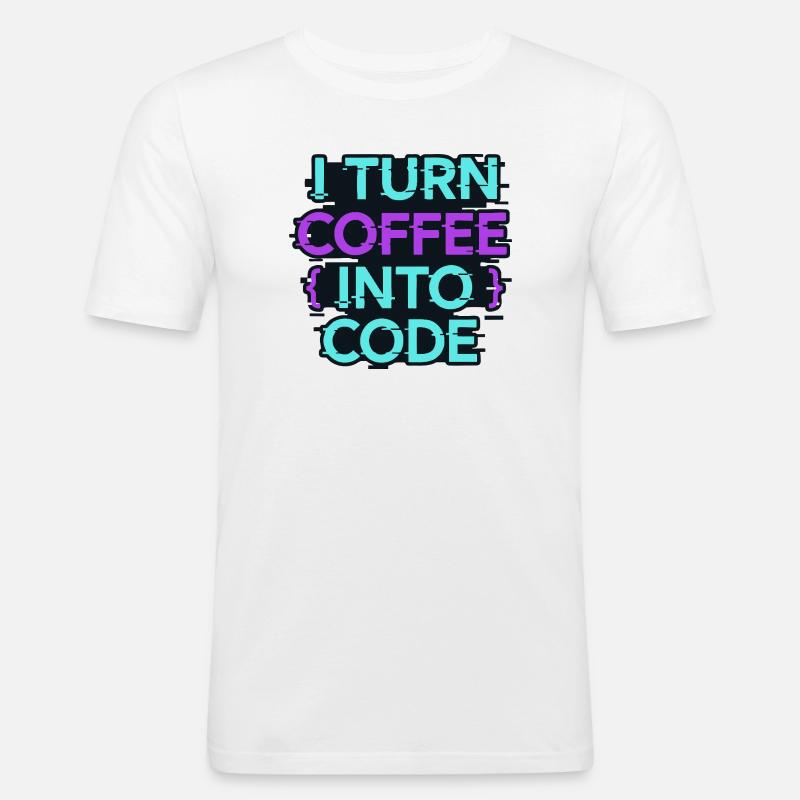 I Turn Coffee Into Code - Men's Slim Fit T-Shirt - white