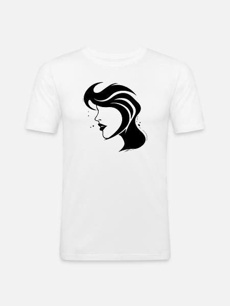 Silhouette Frau - Abstraktes Gesicht - Männer Slim Fit T-Shirt - Weiß