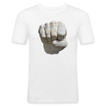 Feste Faust Marmorlook - Männer Slim Fit T-Shirt - Weiß - Vorne - Nik (191cm)