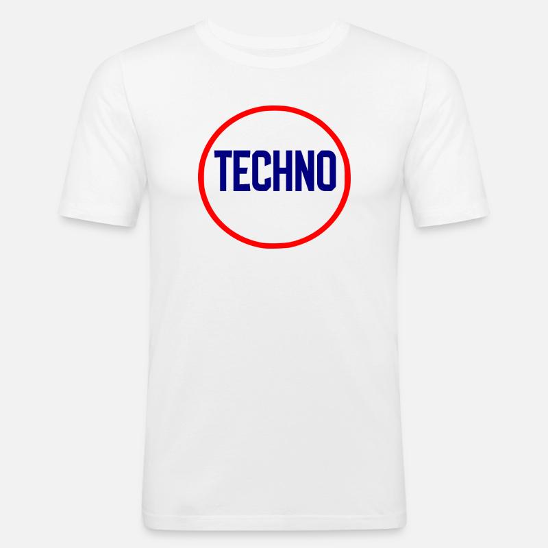 Techno Pulse Circle Logo - Männer Slim Fit T-Shirt - Weiß