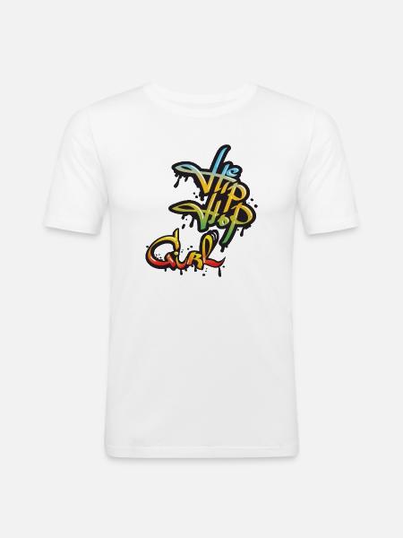Hip Hop Girl Graffiti  - Männer Slim Fit T-Shirt - Weiß
